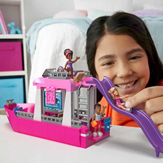 MEGA Barbie Malibu Dream Boat Building Kit Playset With 3 Micro-Dolls (317 Pieces)